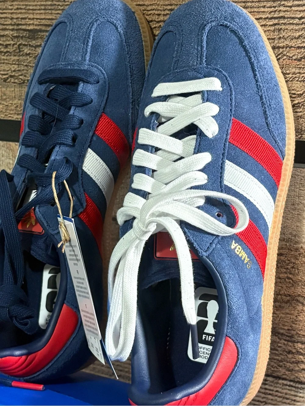 adidas Samba - Navy, Red & White FIFA World Cup edition. 5.5 men’s, 6.5 women’s